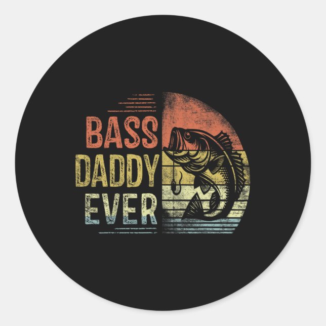 Pegatina Redonda B Daddy siempre pescando regalos Papi Cumpleaños V (Anverso)