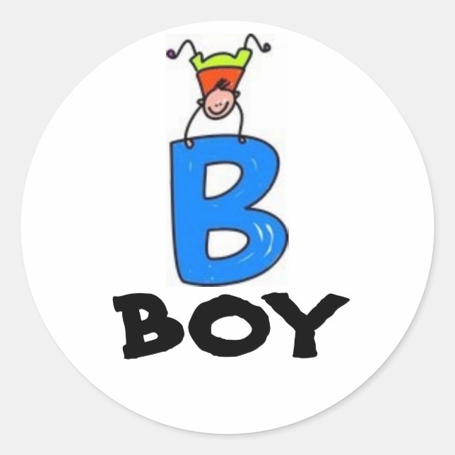 Pegatina Redonda "B" es para BOY (Anverso)