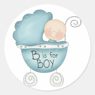 Pegatina Redonda B es para Boy Blue Baby Buggy