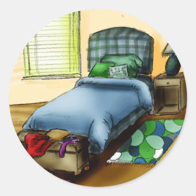 Pegatina Redonda B es para dormitorio (Anverso)