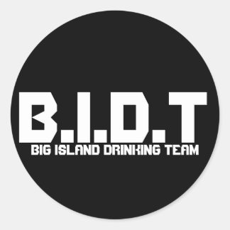 PEGATINA REDONDA B.I.D.T., EQUIPO DE BEBIDAS DE LAS GRANDES ISLAS
