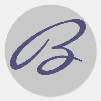 PEGATINA REDONDA "B" MONOGRAMA GRIS Y NAVY AZUL