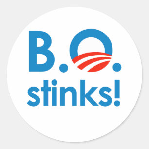 Pegatina Redonda B.O. Stinks / Anti-Obama