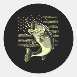Pegatina Redonda B Pesca Pescador De Camuflaje De Bandera Estadouni