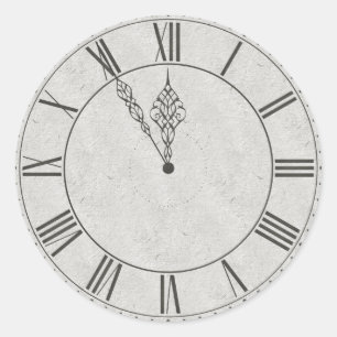 Pegatina Redonda B&W de reloj numérico romano