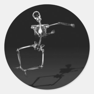 PEGATINA REDONDA B&W DE X-RAY SKELETON JOY LEAP