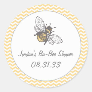 Pegatina Redonda Ba-Bee Honey Bee Shower
