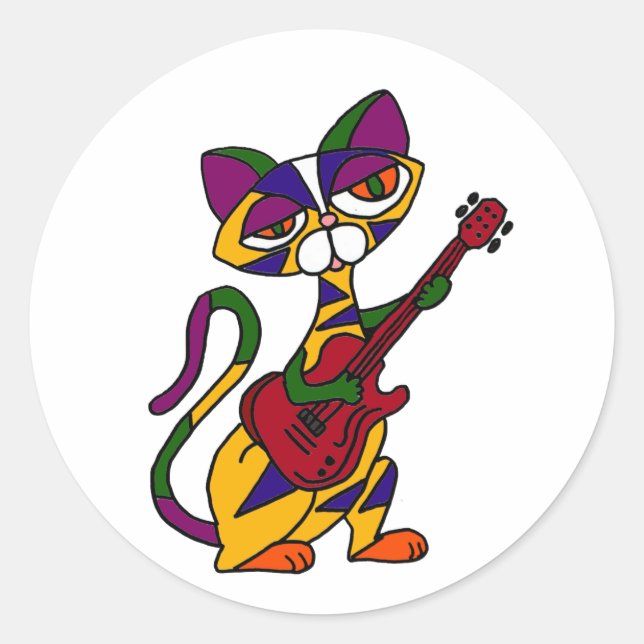 Pegatina Redonda BA- Personalizado de guitarra para gatos de Guay (Anverso)