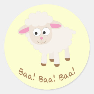 Pegatina Redonda ¡Baa! ¡Baa! ¡Baa! Cordero pequeño y lindo