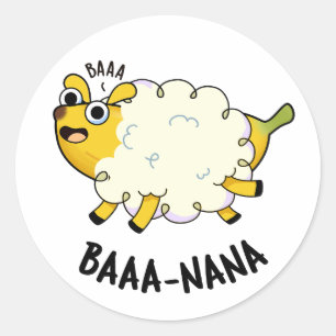 Pegatina Redonda Baa-nana Chiste de Oveja y Plátano Pun