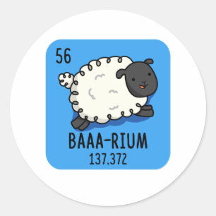 Pegatina Redonda Baa-rium Funny Sheep Chemistry Pun