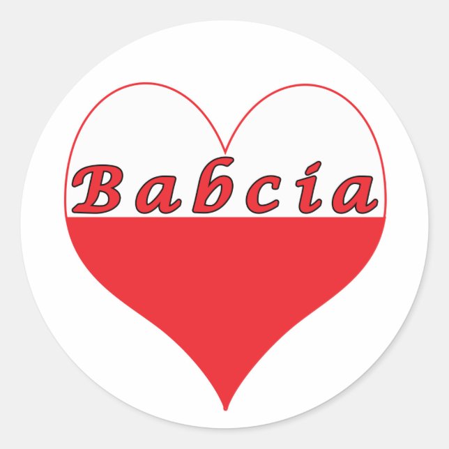 Pegatina Redonda Babcia Corazón Polaco (Anverso)