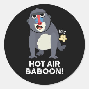 Pegatina Redonda Baboon de aire caliente Gracioso Farting Monkey Pu