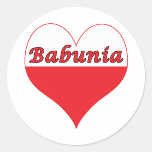 Pegatina Redonda Babunia Corazón Polaco