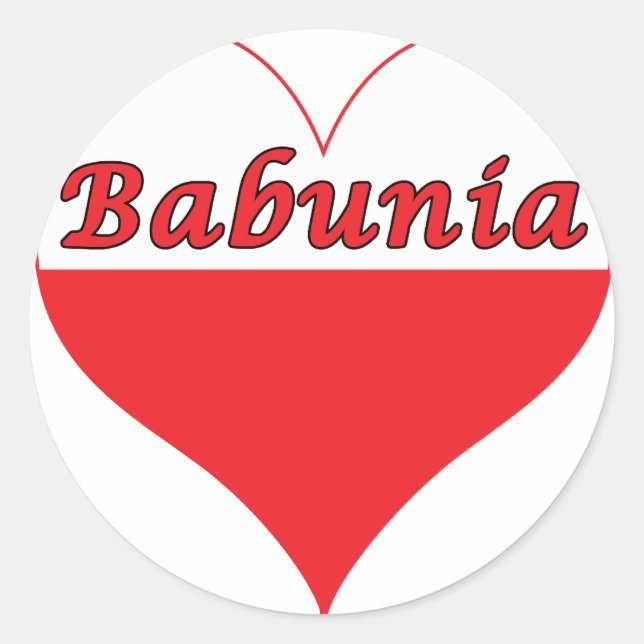 Pegatina Redonda Babunia Corazón Polaco (Anverso)