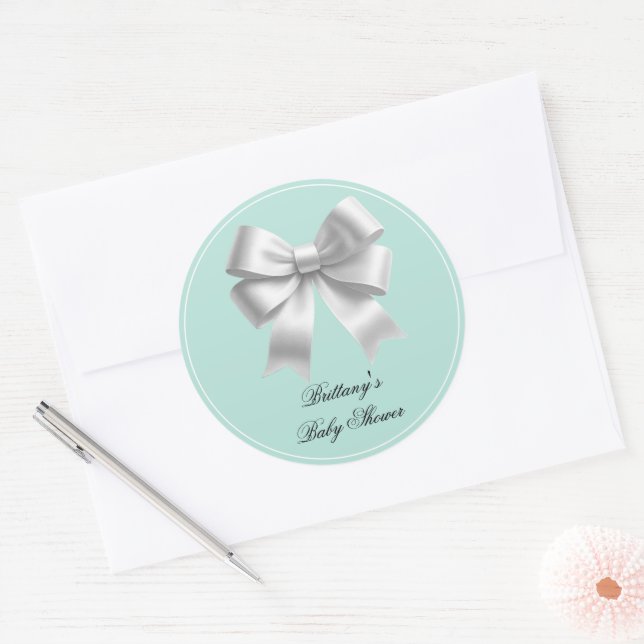 Pegatina Redonda Baby and Co. Modern Verde azulado Baby Shower (Sobre)