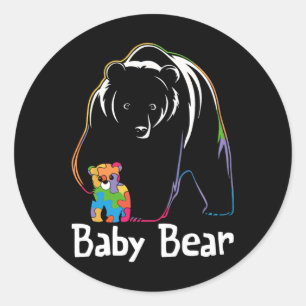 Pegatina Redonda Baby Bear Autistic Awareness Autism