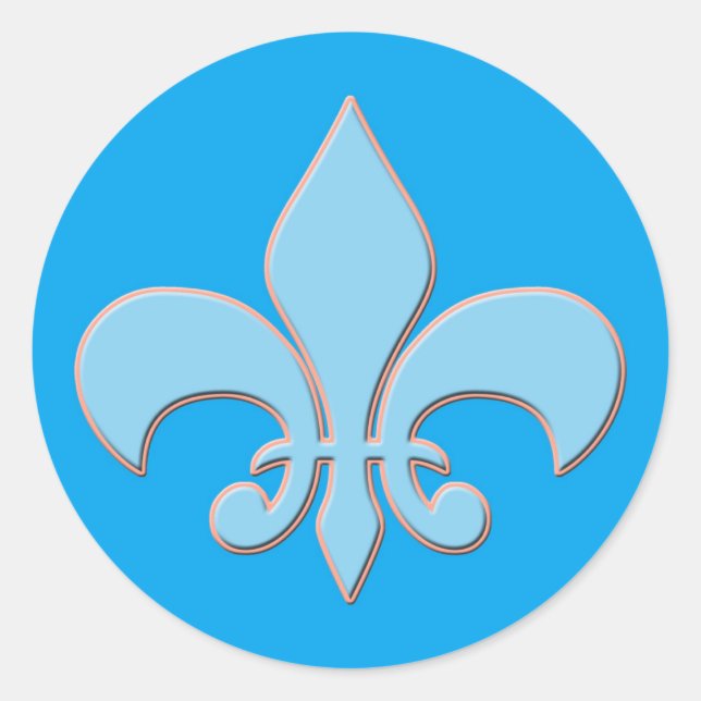 Pegatina Redonda Baby Blue Fleur-de-lis (Anverso)