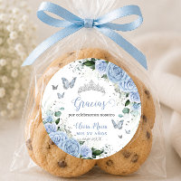 Baby Blue Floral Mariposas Quinceañera Dulces 16