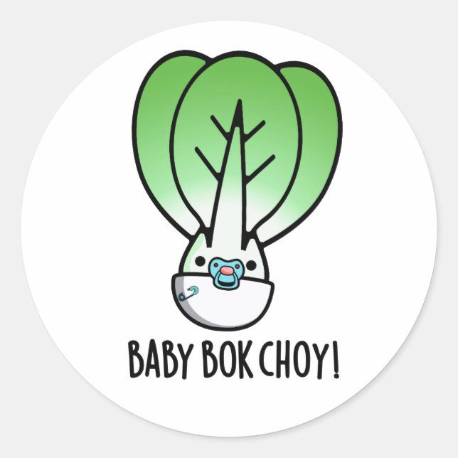 Pegatina Redonda Baby Bok Choy Funny Veggie Pun (Anverso)