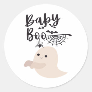 Pegatina Redonda Baby Boo Cute Halloween Imprimir Estilo de Vintage