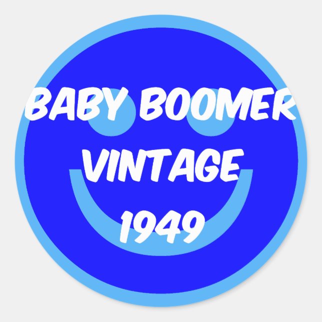 Pegatina Redonda baby boomer 1949 (Anverso)