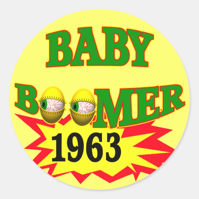 Pegatina Redonda Baby Boomer 1963 (Anverso)