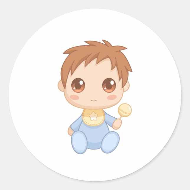 Pegatina Redonda Baby Boy Blue Jumpsuit (Anverso)