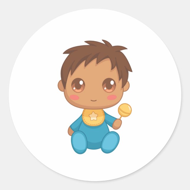 Pegatina Redonda Baby Boy Blue Jumpsuit (Anverso)