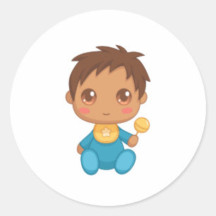 Pegatina Redonda Baby Boy Blue Jumpsuit