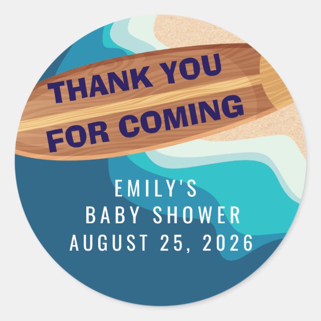 Pegatina Redonda Baby Boy On Board Thank You Sticker (Anverso)