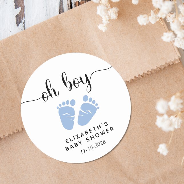 Pegatina Redonda Baby Boy Shower Blue Pies (Subido por el creador)