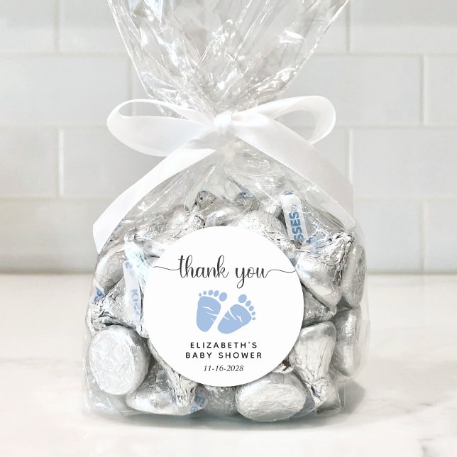 Pegatina Redonda Baby Boy Shower Blue Pies Gracias (Subido por el creador)