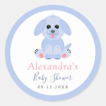 Baby Boy Shower Blue Puppy Personalizado