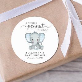 Pegatina Redonda Baby Boy Shower Cute Elephant