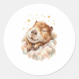Pegatina Redonda Baby Boy Shower Sticker • Cute Capybara