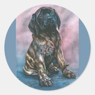 Pegatina Redonda Baby Brindle Mastiff