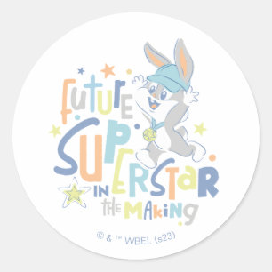Pegatina Redonda Baby BUGS BUNNY™ Future Superstar En Entrenamiento