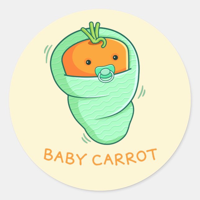 Pegatina Redonda Baby Carrot Pun (Anverso)