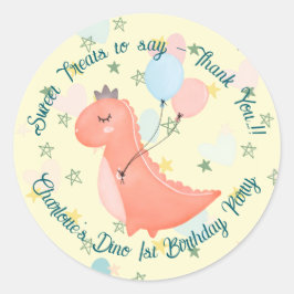 Pegatina Redonda Baby Dino Birthday