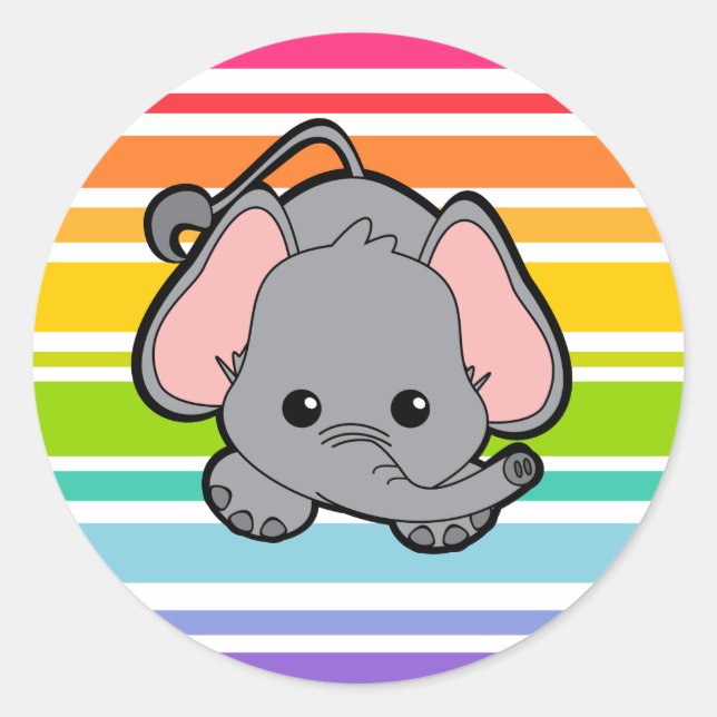 Pegatina Redonda Baby Elephant Cutie (Anverso)