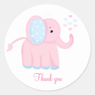 Pegatina Redonda Baby Elephant Gracias