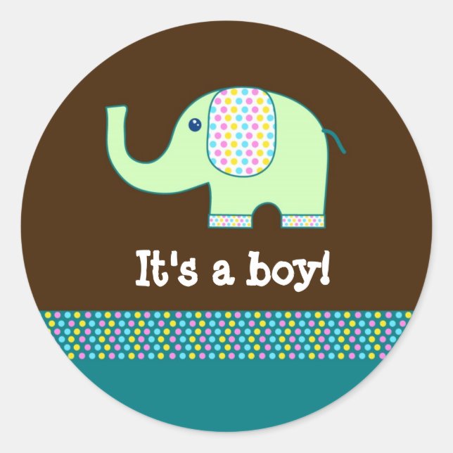 Pegatina Redonda Baby Elephant Stickers - ¡Personalizar! (Anverso)