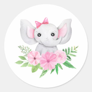 Pegatina Redonda Baby Elephant Sticket, primer cumpleaños, Baby Sho