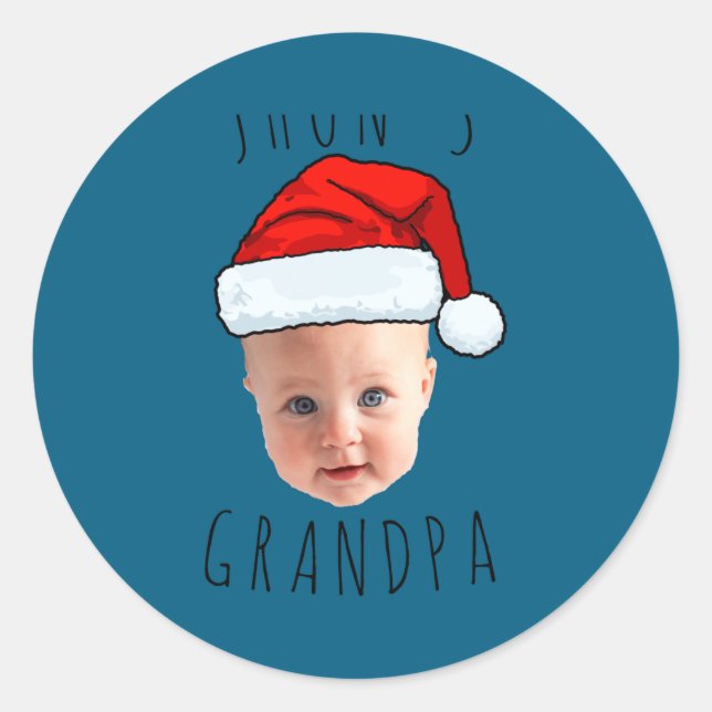 Pegatina Redonda Baby Face Santa Hat Christmas Photo  (Anverso)