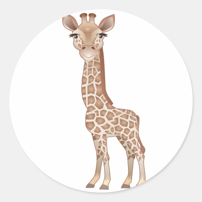 Pegatina Redonda Baby Giraffe (Anverso)