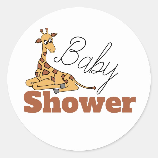 Pegatina Redonda Baby Giraffe, Baby Shower (Anverso)