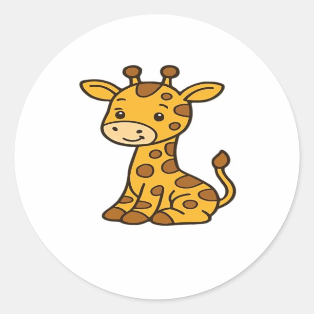 Pegatina Redonda baby giraffe Classic T-Shirt (Anverso)