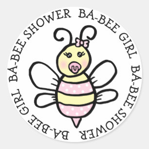 Pegatina Redonda Baby Girl Ba-Bee Shower