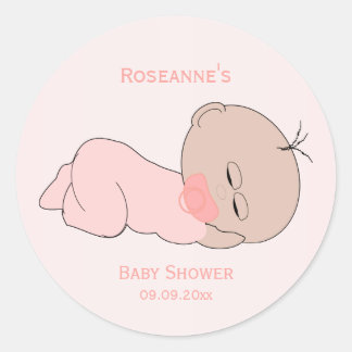 Pegatina Redonda Baby Girl Baby Shower